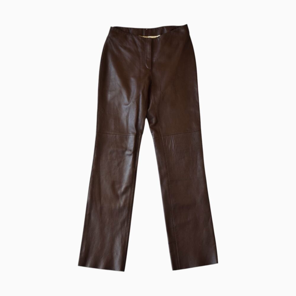Y2K Bebe Dark Brown Leather Pants Size 6